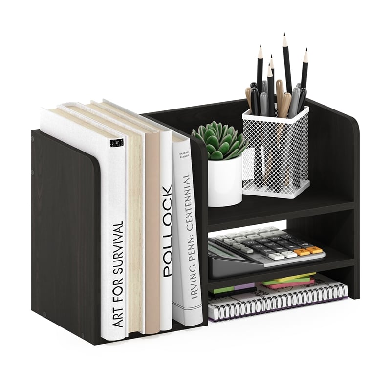 Furinno Hermite Wood Desktop Book and Home Office Supplies Storage Espresso