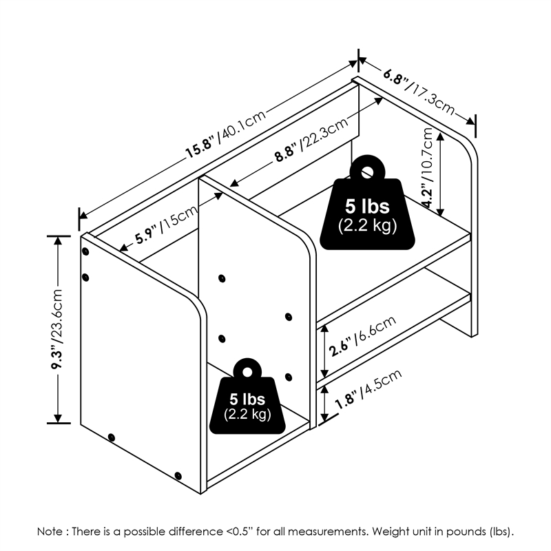 Furinno Hermite Wood Desktop Book and Home Office Supplies Storage White
