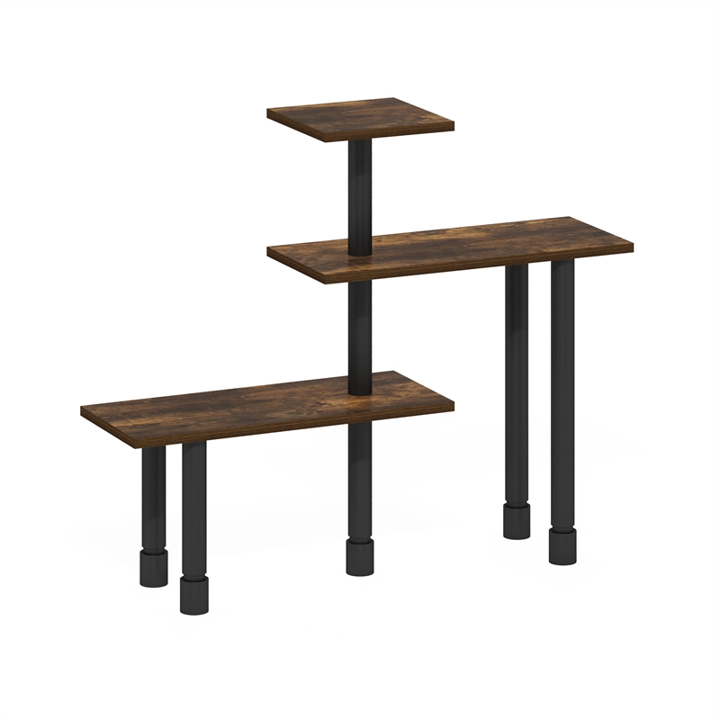 Furinno TURN-N-TUBE 3-Tier Multipurpose Corner Countertop Amber Pine/Black