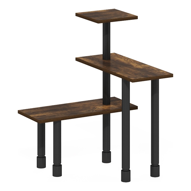 Furinno TURN-N-TUBE 3-Tier Multipurpose Corner Countertop Amber Pine/Black