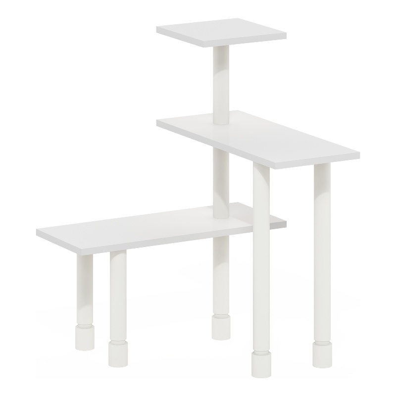 Furinno TURN-N-TUBE 3-Tier Multipurpose Corner Countertop Organizer White/White