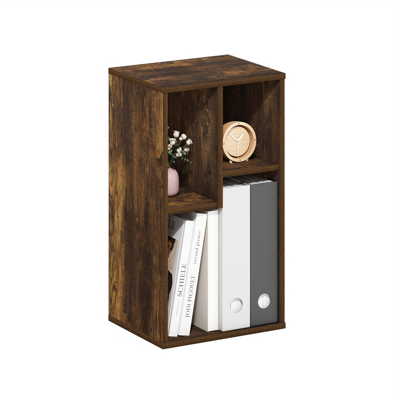 Furinno DALY 3-Cube Irregular Cubes Bookcase in Bookshelf in Storage Amber Pine