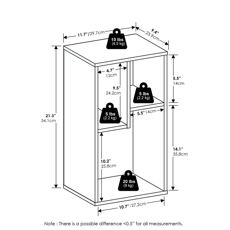 Furinno DALY 3-Cube Irregular Cubes Bookcase in Bookshelf in Storage Espresso