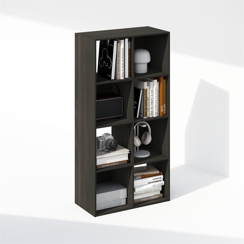 Furinno PELLI CUBIC Storage Cabinet in Bookcase in Bookshelf in 8-Cube Espresso