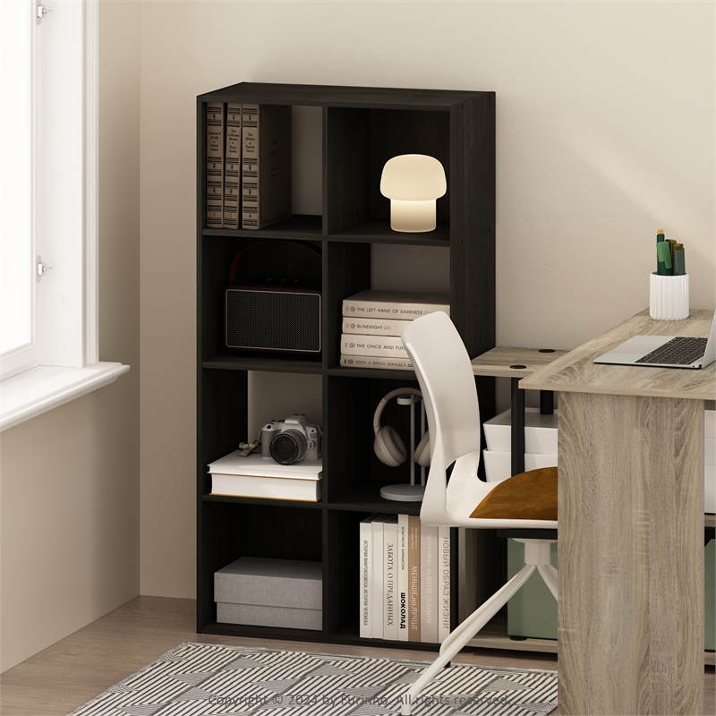 Furinno PELLI CUBIC Storage Cabinet in Bookcase in Bookshelf in 8-Cube Espresso
