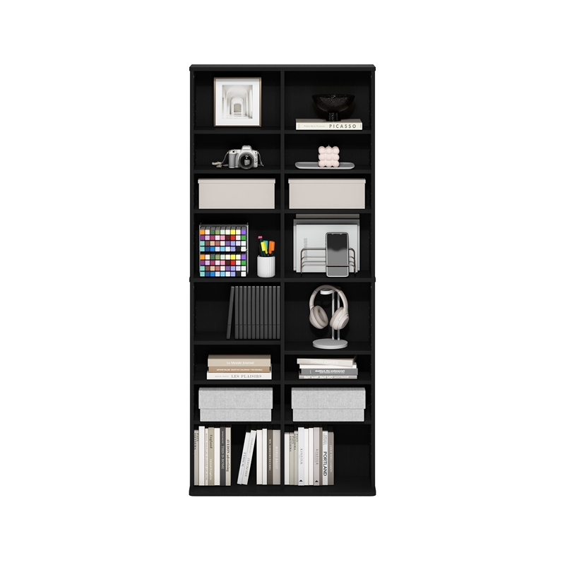 Furinno JAYA 16-Shelf Multimedia Media Storage Tower Rack with Americano