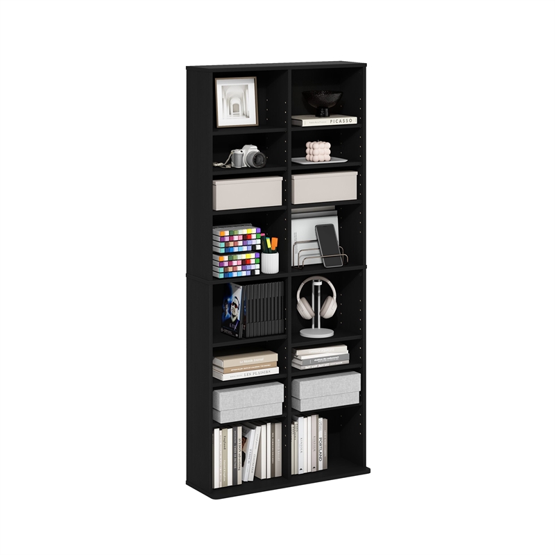 Furinno JAYA 16-Shelf Multimedia Media Storage Tower Rack with Americano