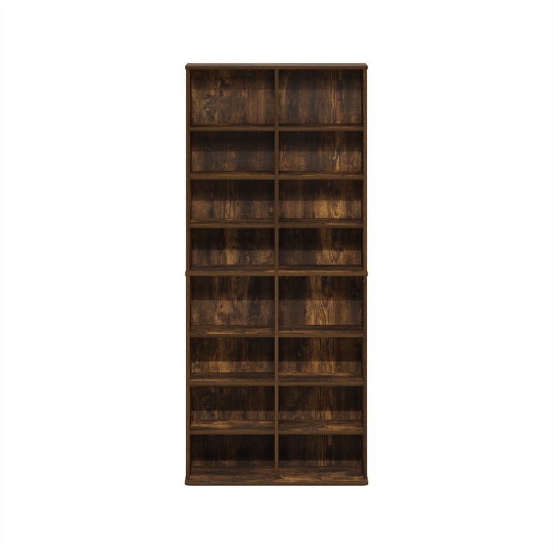 Furinno JAYA 16-Shelf Multimedia Media Storage Tower Rack with Amber Pine