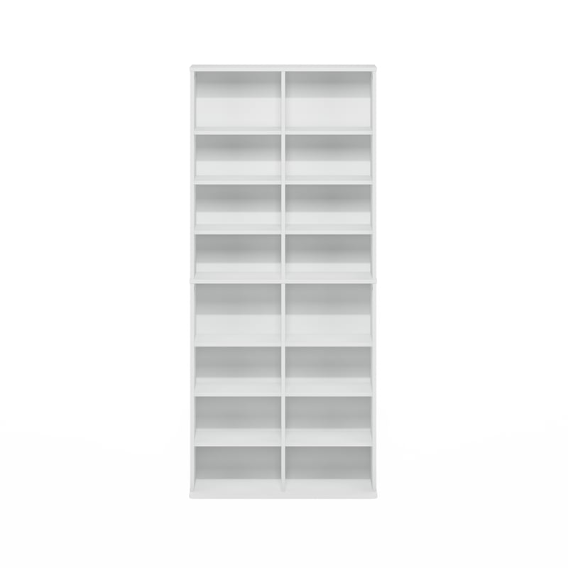 Furinno JAYA 16-Shelf Multimedia Media Storage Tower Rack with AdJUSTable White