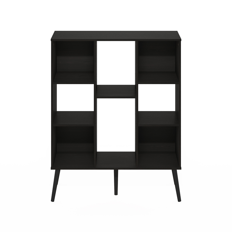 Furinno Claude Mid Century Style 8-Cube Bookcase in Bookshelf in Espresso