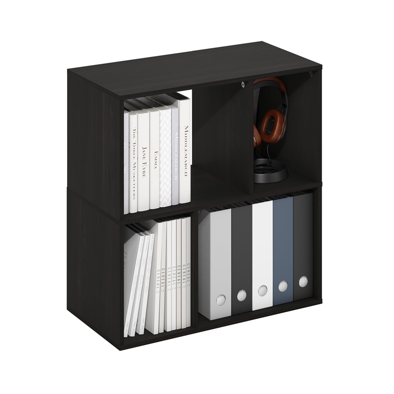 Furinno DALY 4-Cube Irregular Cubes Bookcase in Bookshelf in Storage Espresso