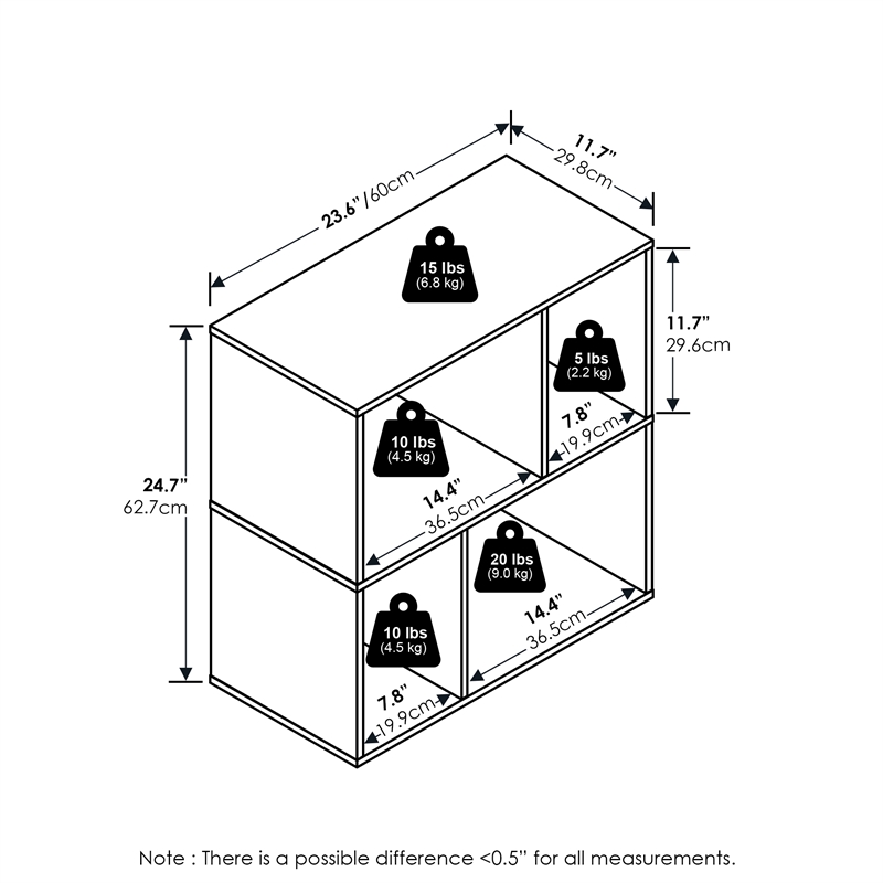Furinno DALY 4-Cube Irregular Cubes Bookcase in Bookshelf in Storage White