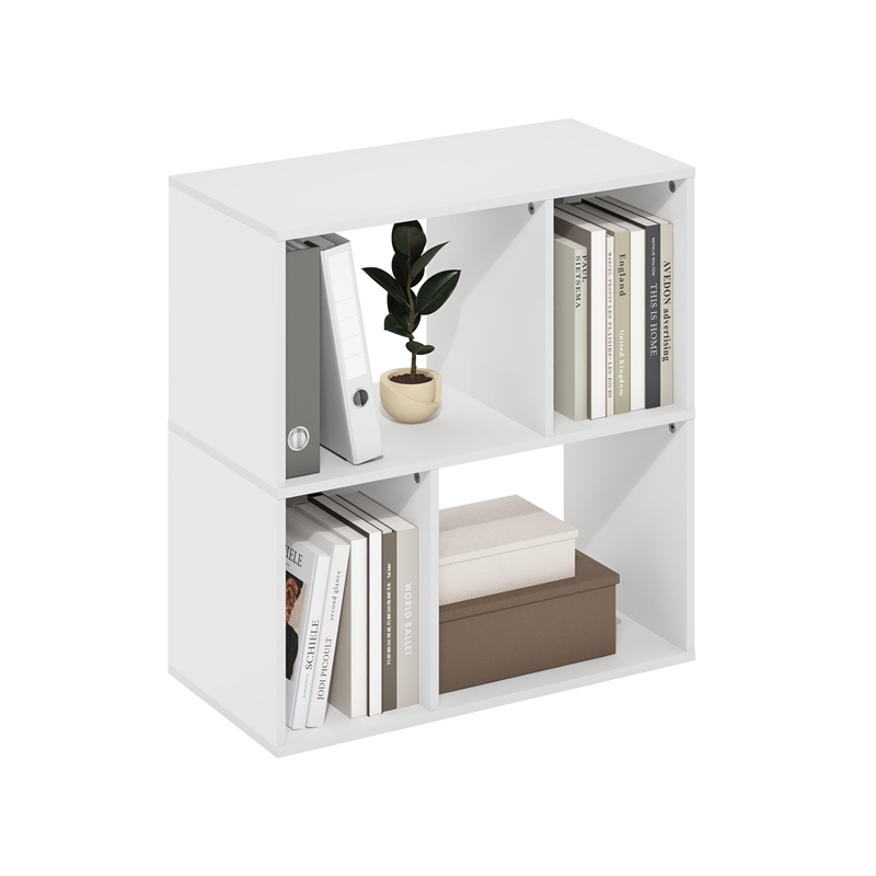 Furinno DALY 4-Cube Irregular Cubes Bookcase in Bookshelf in Storage White