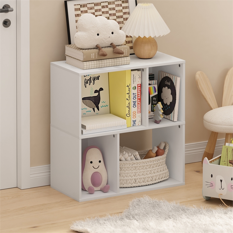 Furinno DALY 4-Cube Irregular Cubes Bookcase in Bookshelf in Storage White