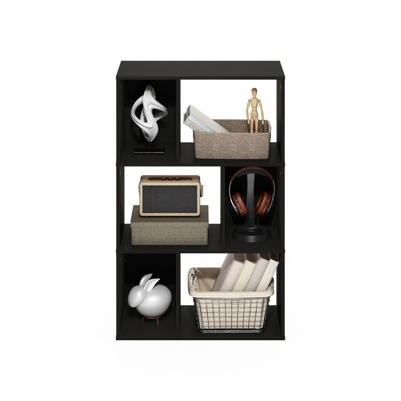 Furinno DALY 6-Cube Irregular Cubes Bookcase in Bookshelf in Storage Espresso