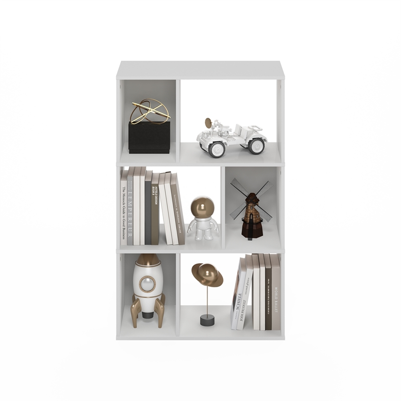 Furinno DALY 6-Cube Irregular Cubes Bookcase in Bookshelf in Storage White