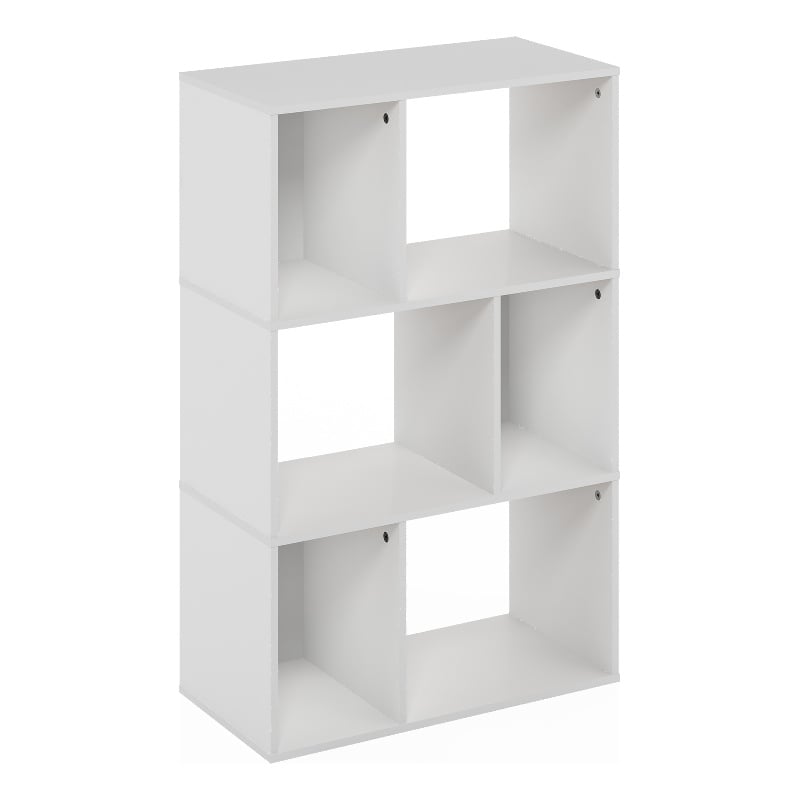 Furinno DALY 6-Cube Irregular Cubes Bookcase in Bookshelf in Storage White