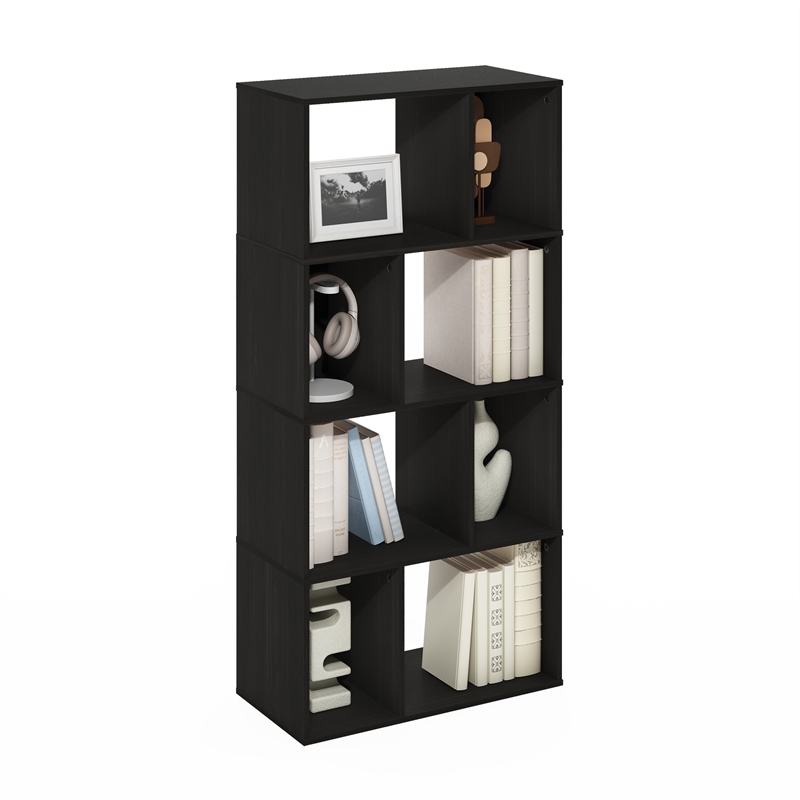 Furinno DALY 8-Cube Irregular Cubes Bookcase in Bookshelf in Storage Espresso
