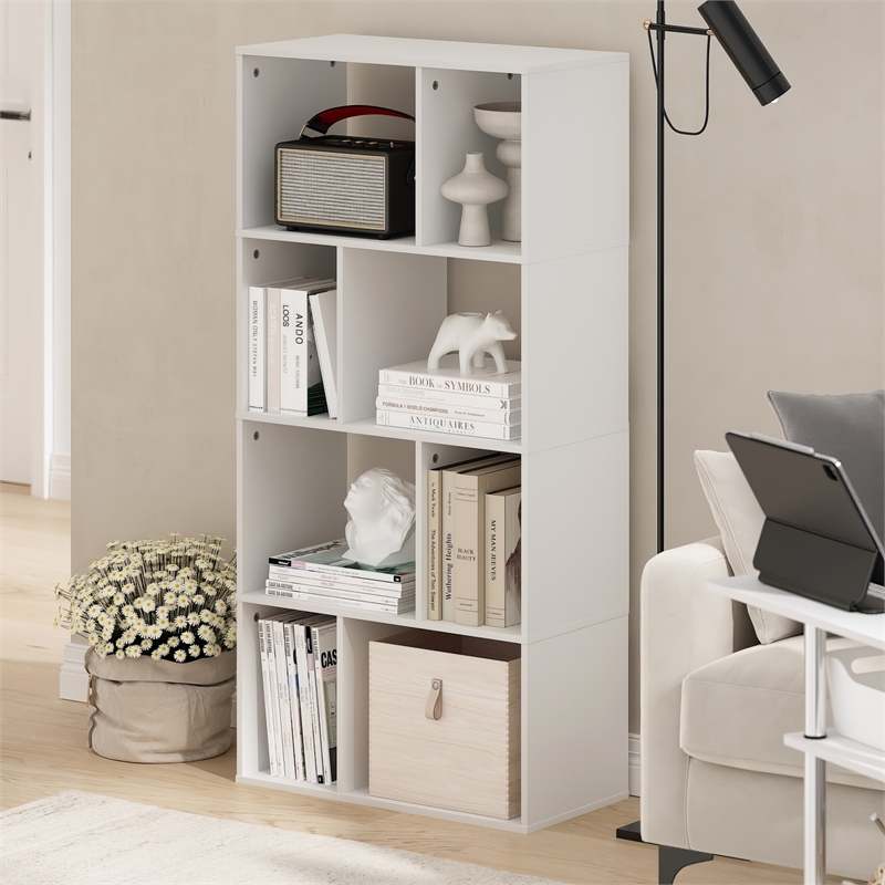 Furinno DALY 8-Cube Irregular Cubes Bookcase in Bookshelf in Storage White
