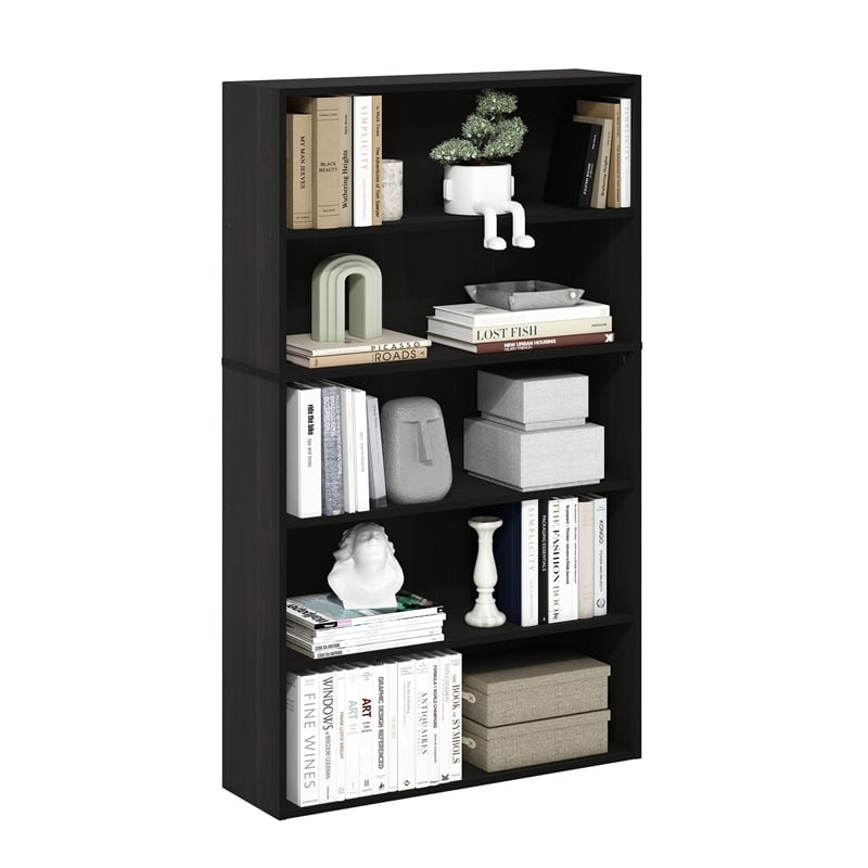 Furinno PASIR 5-Tier Bookcase in Bookshelf in 31.5 Inch Wide in Espresso