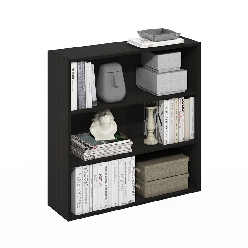 Furinno PASIR 3-Tier Bookcase in Bookshelf in 31.5 Inch Wide in Espresso