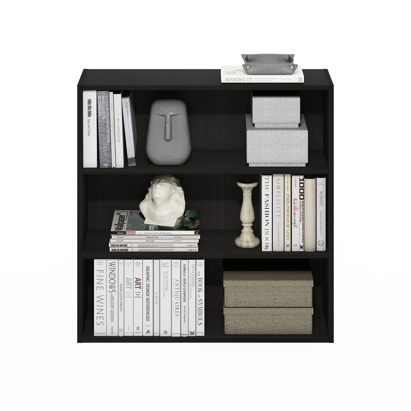 Furinno PASIR 3-Tier Bookcase in Bookshelf in 31.5 Inch Wide in Espresso