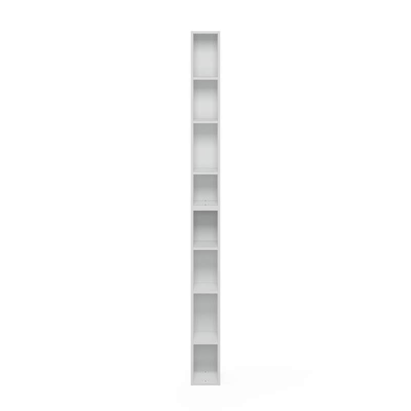 Furinno FULDA 8-Tier  Storage Shelf Bookcase in 6-Inch Width in White