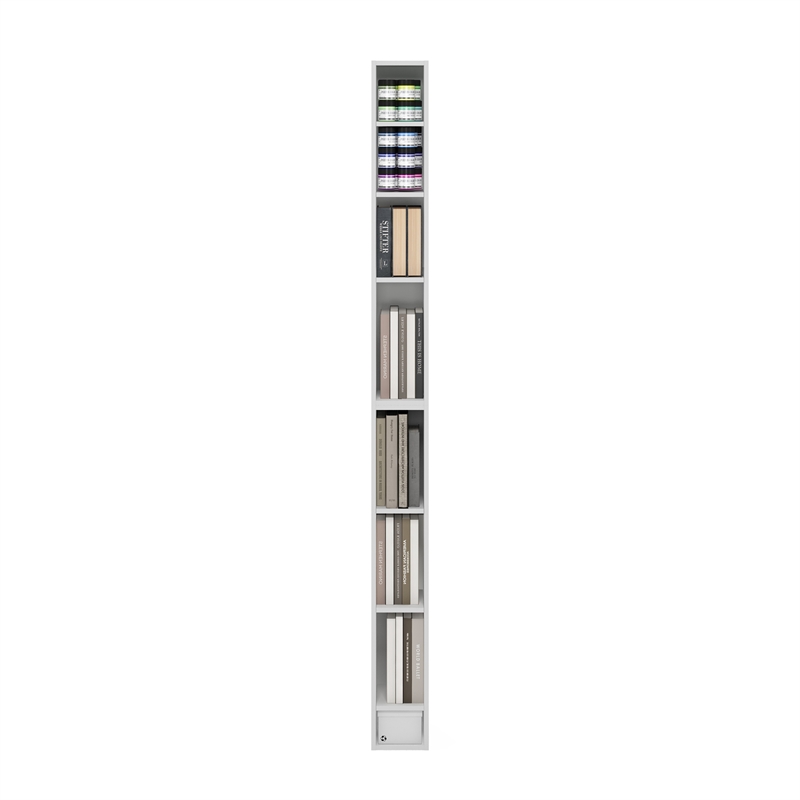 Furinno FULDA 8-Tier  Storage Shelf Bookcase in 6-Inch Width in White