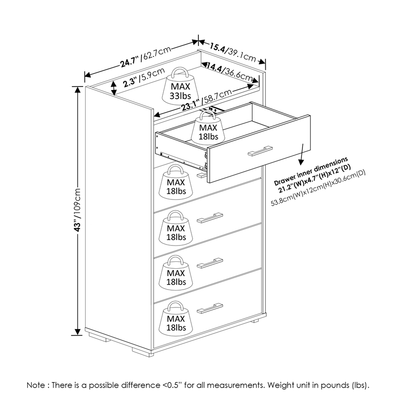 Furinno Tidur Modern Organization and Storage Handle Columbia Walnut/Black