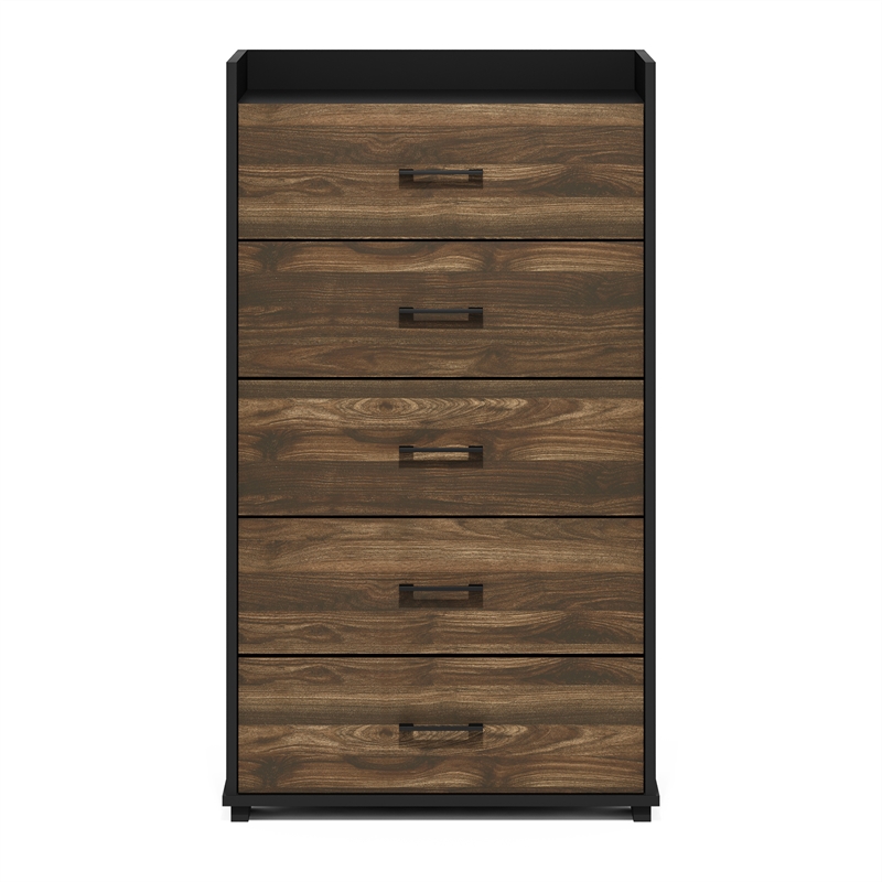 Furinno Tidur Modern Organization and Storage Handle Columbia Walnut/Black