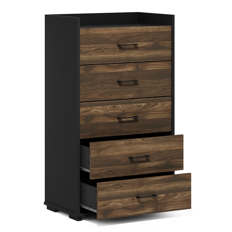 Furinno Tidur Modern Organization and Storage Handle Columbia Walnut/Black
