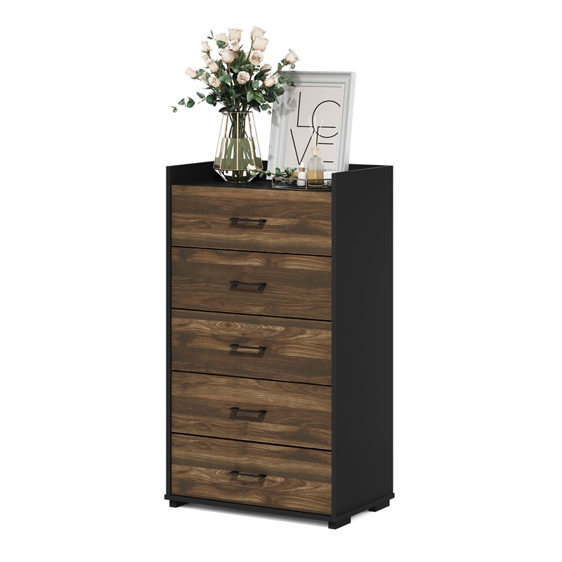 Furinno Tidur Modern Organization and Storage Handle Columbia Walnut/Black