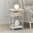 Furinno JUST 3-Tier Industrial Metal Frame End Table with Storage White/White