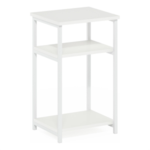Furinno JUST 3-Tier Industrial Metal Frame End Table with Storage White/White