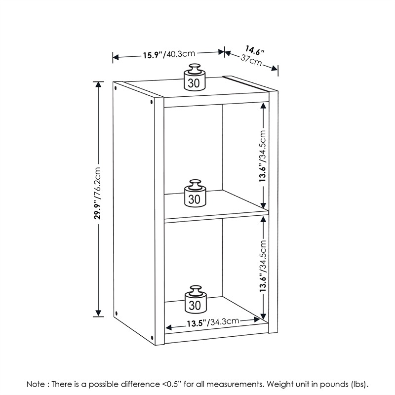 Furinno CUBICLE Open Back Decorative Cube Storage Organizer in 2-Cube Amber Pine