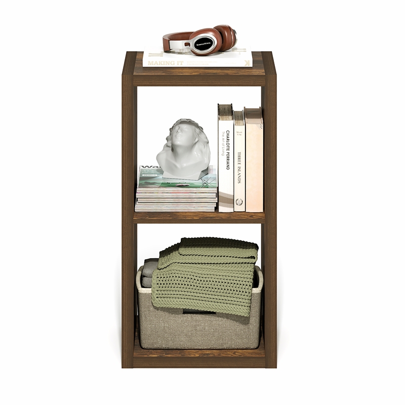 Furinno CUBICLE Open Back Decorative Cube Storage Organizer in 2-Cube Amber Pine