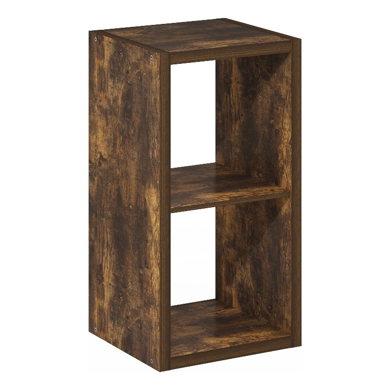 Furinno CUBICLE Open Back Decorative Cube Storage Organizer in 2-Cube Amber Pine
