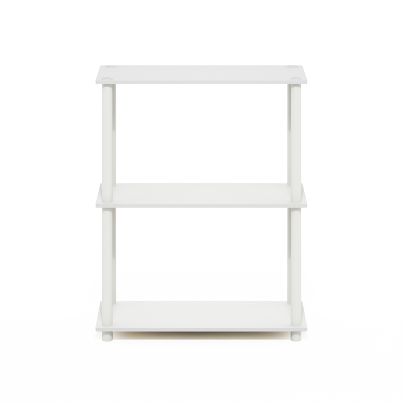 Furinno TURN-N-TUBE 3-Tier Compact Multipurpose Shelf Display Rack White/White