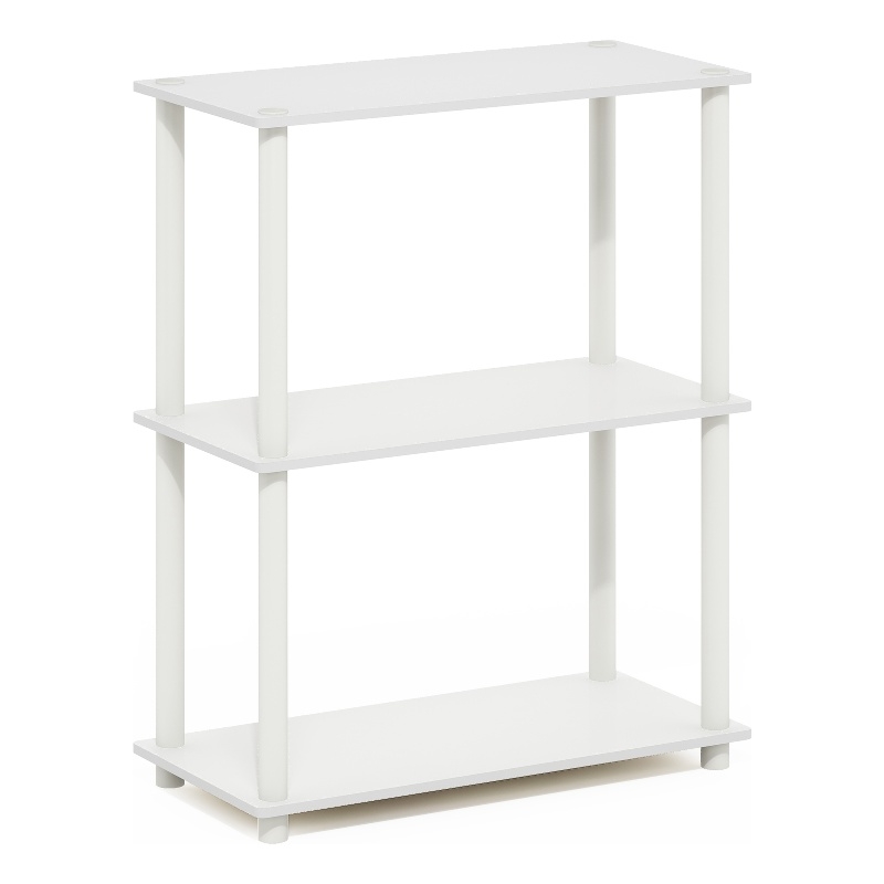 Furinno TURN-N-TUBE 3-Tier Compact Multipurpose Shelf Display Rack White/White