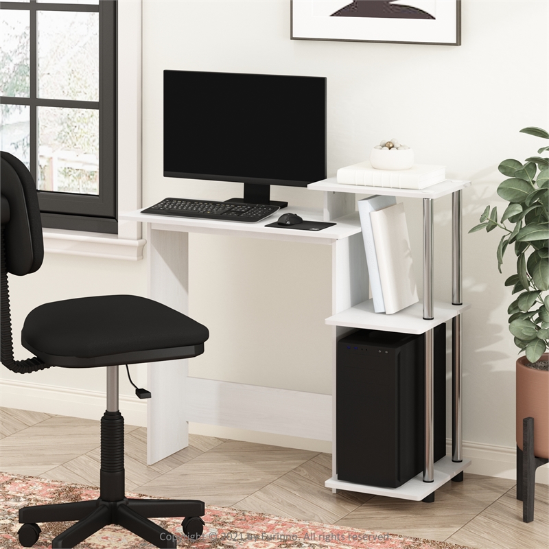 Furinno Efficient Home Laptop Notebook Computer Desk in Stainless Steel Tubes
