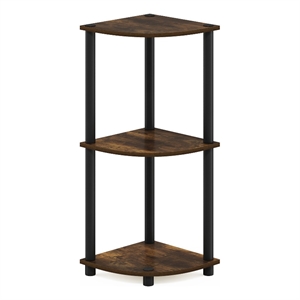 Furinno TURN-N-TUBE 3-Tier Corner Display Rack Multipurpose Amber Pine/Black