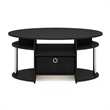 Furinno JAYA Simple Design Oval Coffee Table with Bin in Stainless Steel Tubes