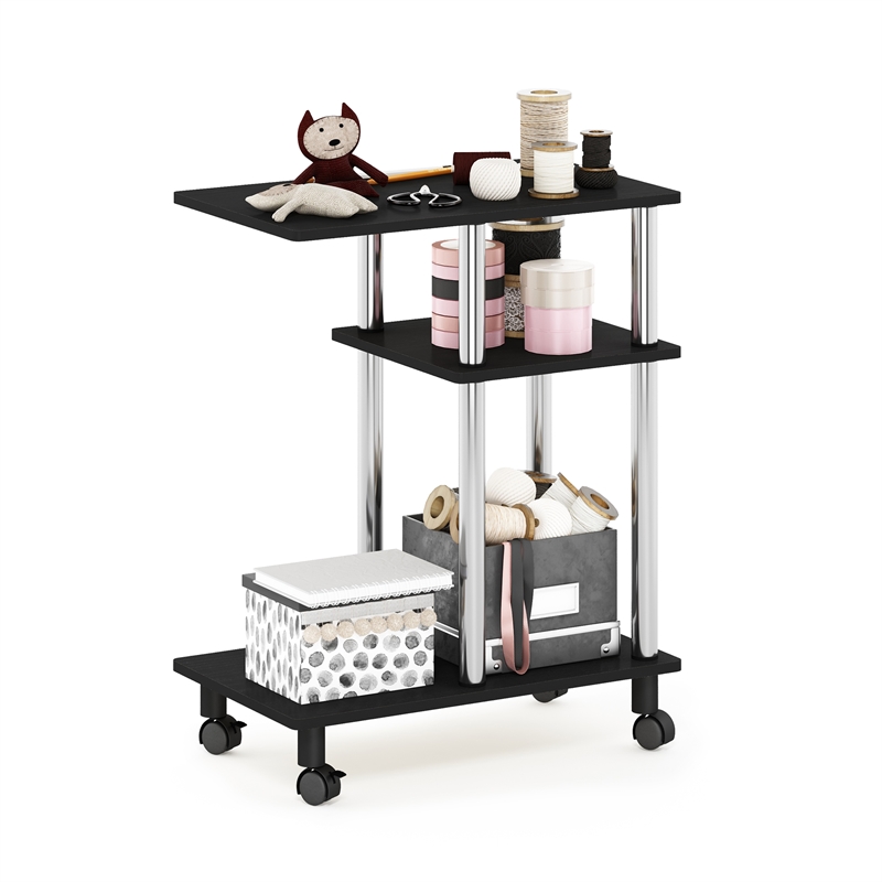 Furinno TURN-N-TUBE U Shape Sofa Side Table with Casters Stainless Steel Tubes