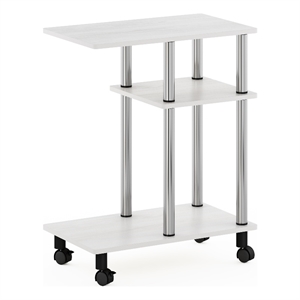 Furinno TURN-N-TUBE U Shape Sofa Side Table with Casters Stainless Steel Tubes