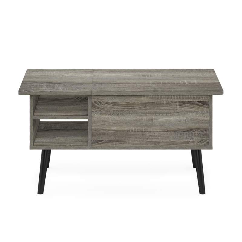 Furinno JENSEN Living Room Wooden Leg Lift Top Coffee Table With French Oak Grey