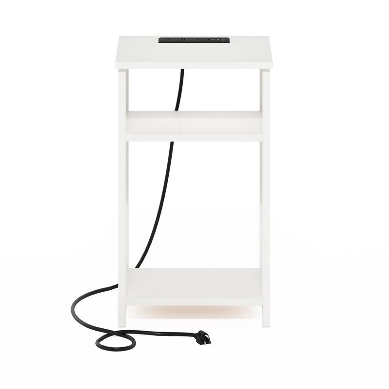 Furinno MORETTI 3-Tier USB and Type-C Charging Port Open Storage White/White