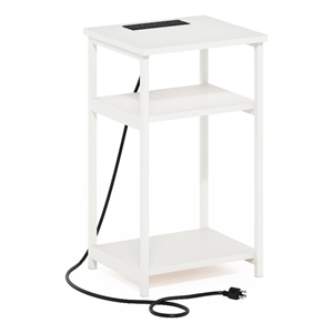 Furinno MORETTI 3-Tier USB and Type-C Charging Port Open Storage White/White