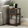 Furinno JUST 3-Tier Turn-N-Tube USB and Type-C Charging Port Amber Pine/Black