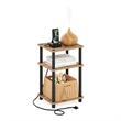 Furinno JUST 3-Tier Turn-N-Tube USB and Type-C Charging Port Flagstaff Oak/Black