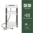 Furinno JUST 3-Tier Turn-N-Tube USB and Type-C Charging Port Marble White/Black